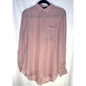 J Crew Pink Silk Sheer Button Up Blouse Romantic Classic Style Sz 2 fairycore